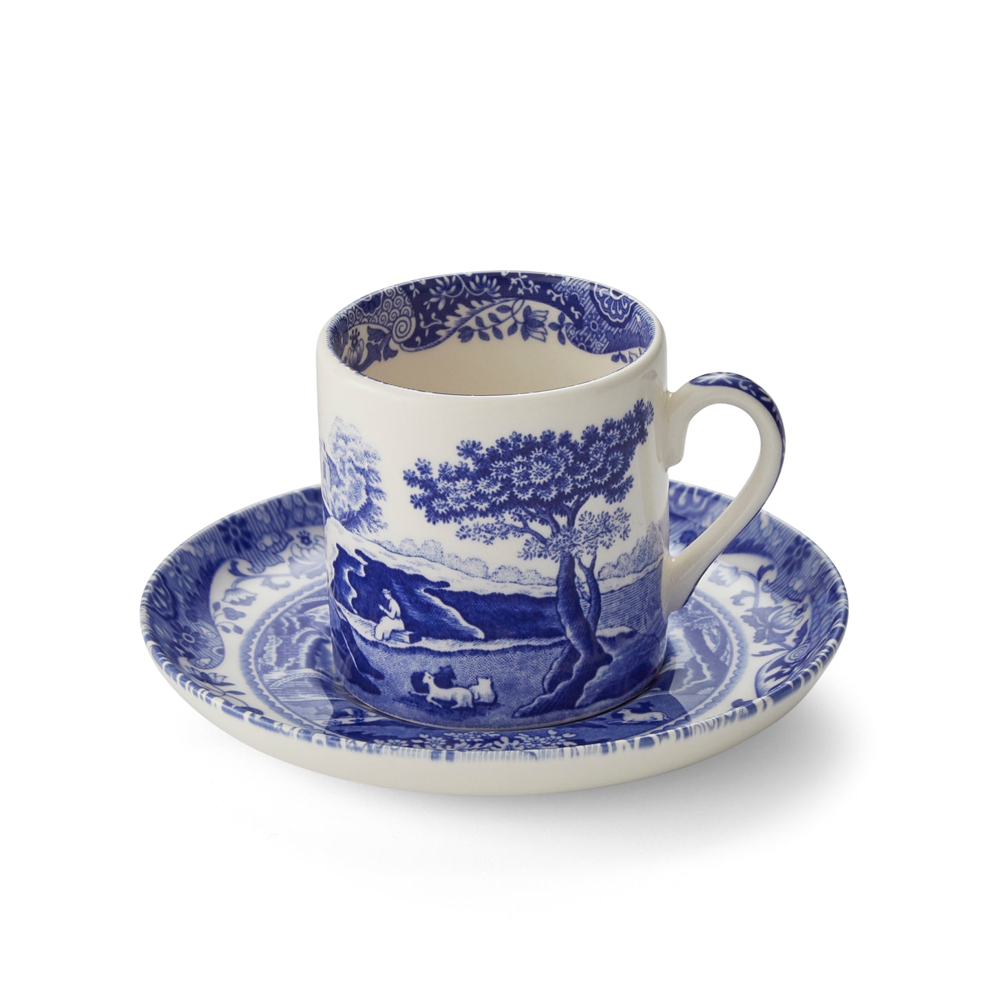 Coffee cup & saucer - Blue Italian set of 2