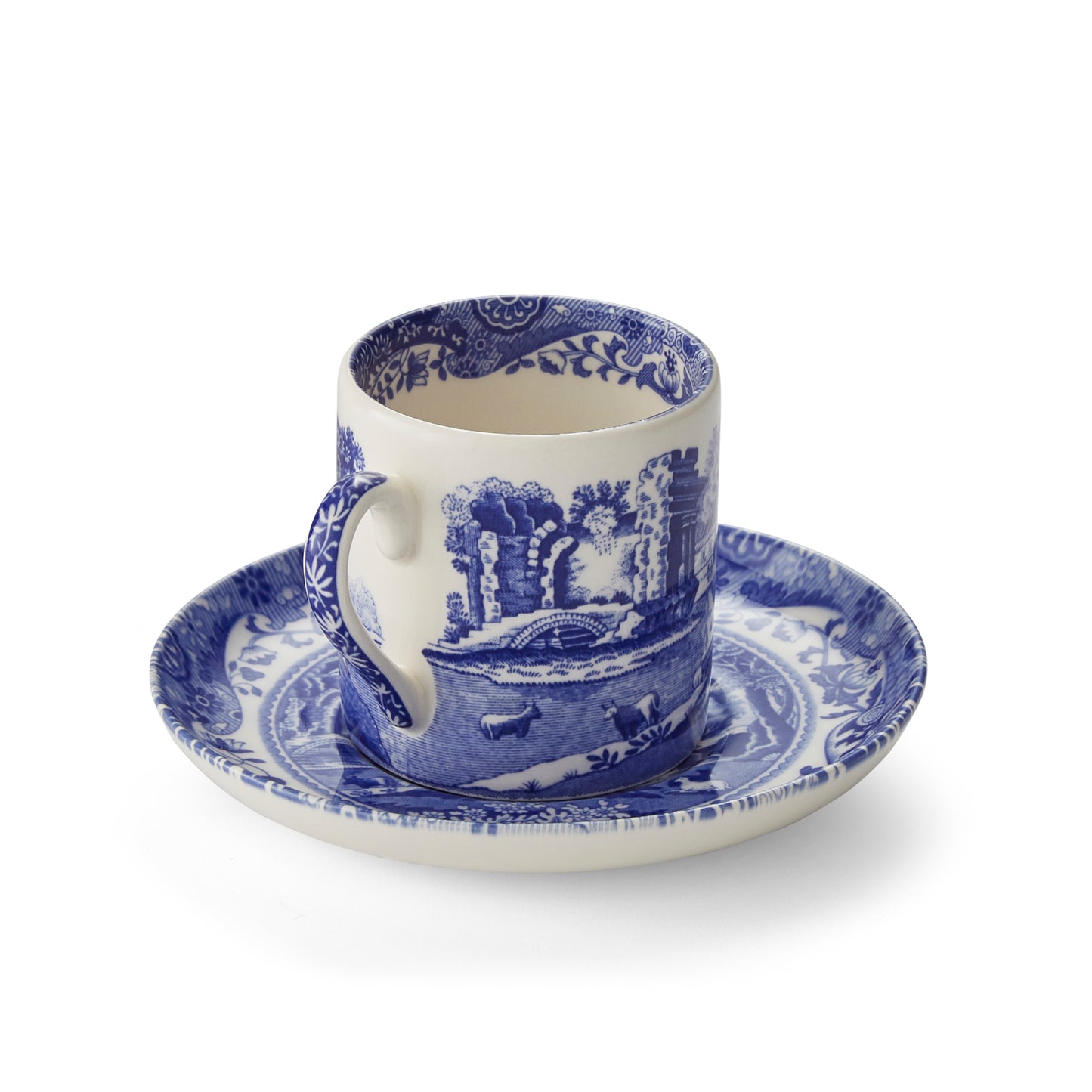 Coffee cup & saucer - Blue Italian set of 2