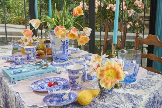 Tea cup & saucer - Blue Italian set of 2