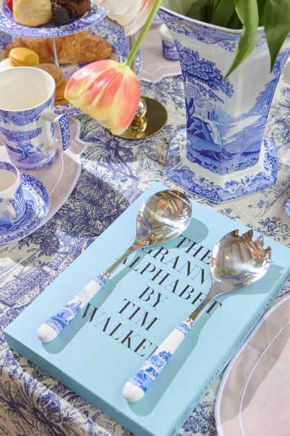 Salad servers - Blue Italian