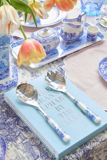 Salad servers - Blue Italian