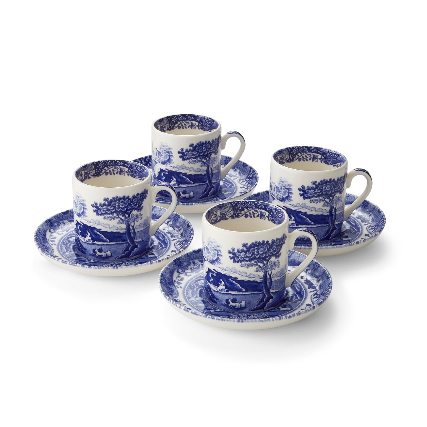 Coffee cup & saucer - Blue Italian set of 2